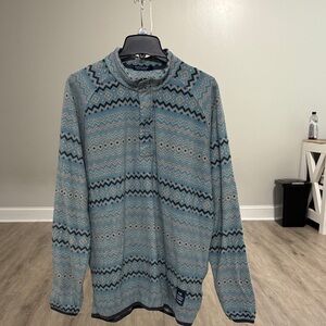 Southern Marsh Blue and Gray Patterned Zip Up Sweater